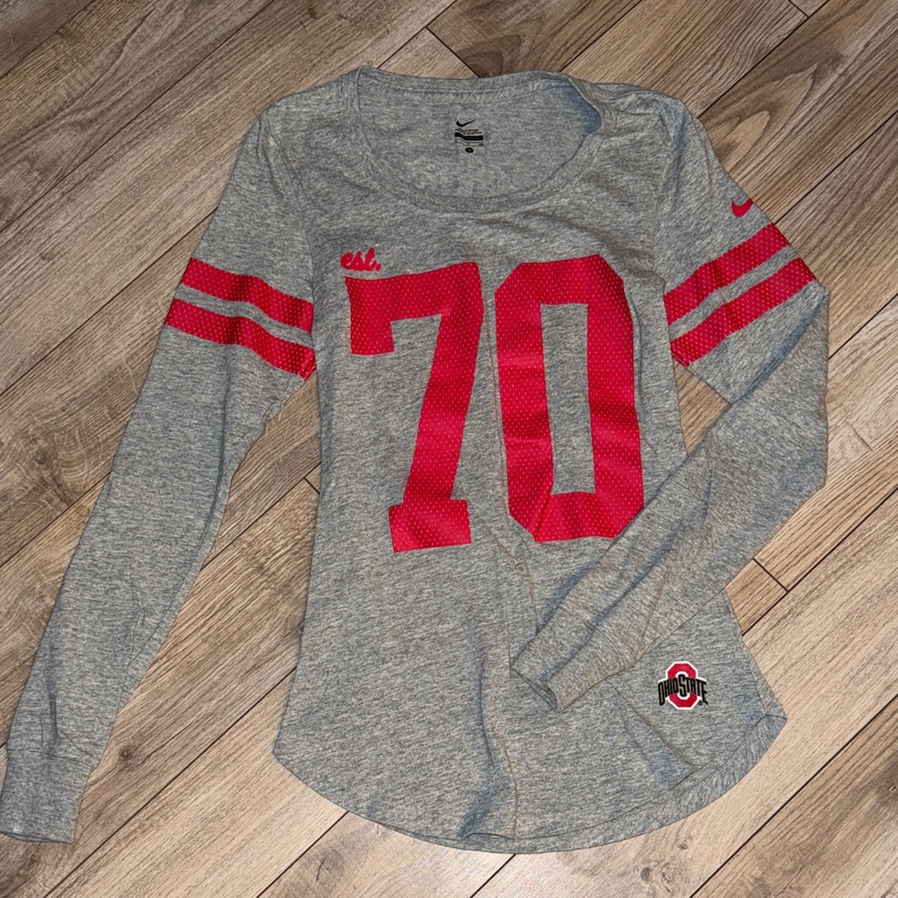 Nike Women's Gray Long Sleeve Ohio State Top